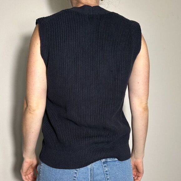 H&M Preppy Blue Rib-Knit Button-up Sweater Vest Size Small - Picture 2 of 6